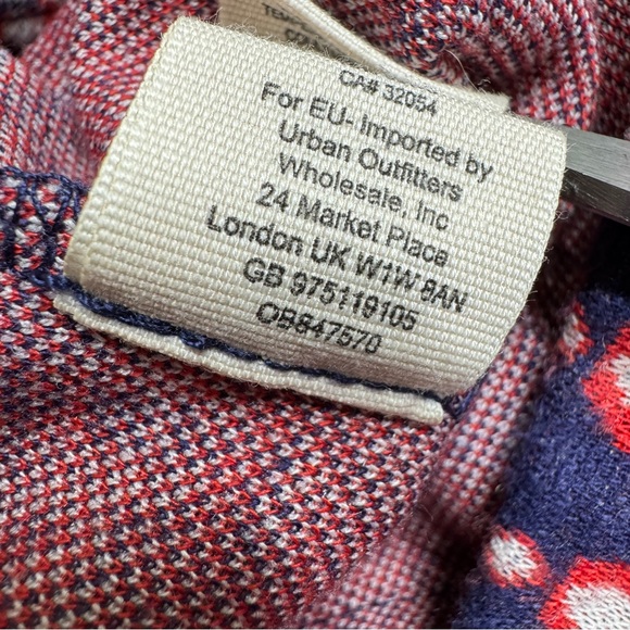 {Free People} High Rise Geometric Mod Retro Print Blue Red Pink Flare Leg Pants - Picture 8 of 9